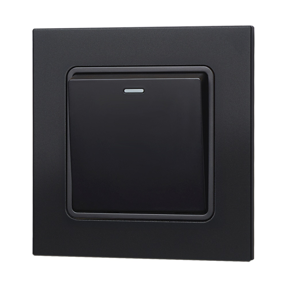 Switch right ブラック Aura Single Rocker Light Switch - Matt Black RetroTouch Light